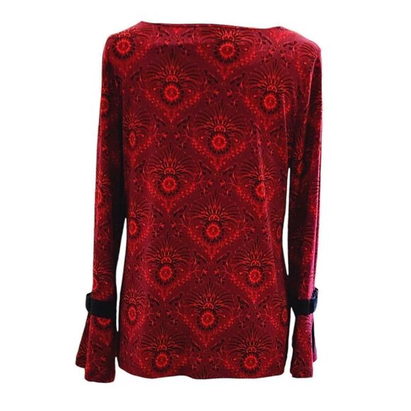 Charter Club Tie Sleeve Top Marooned Combo Size PL Flowers And Birds Printed - Picture 7 of 13